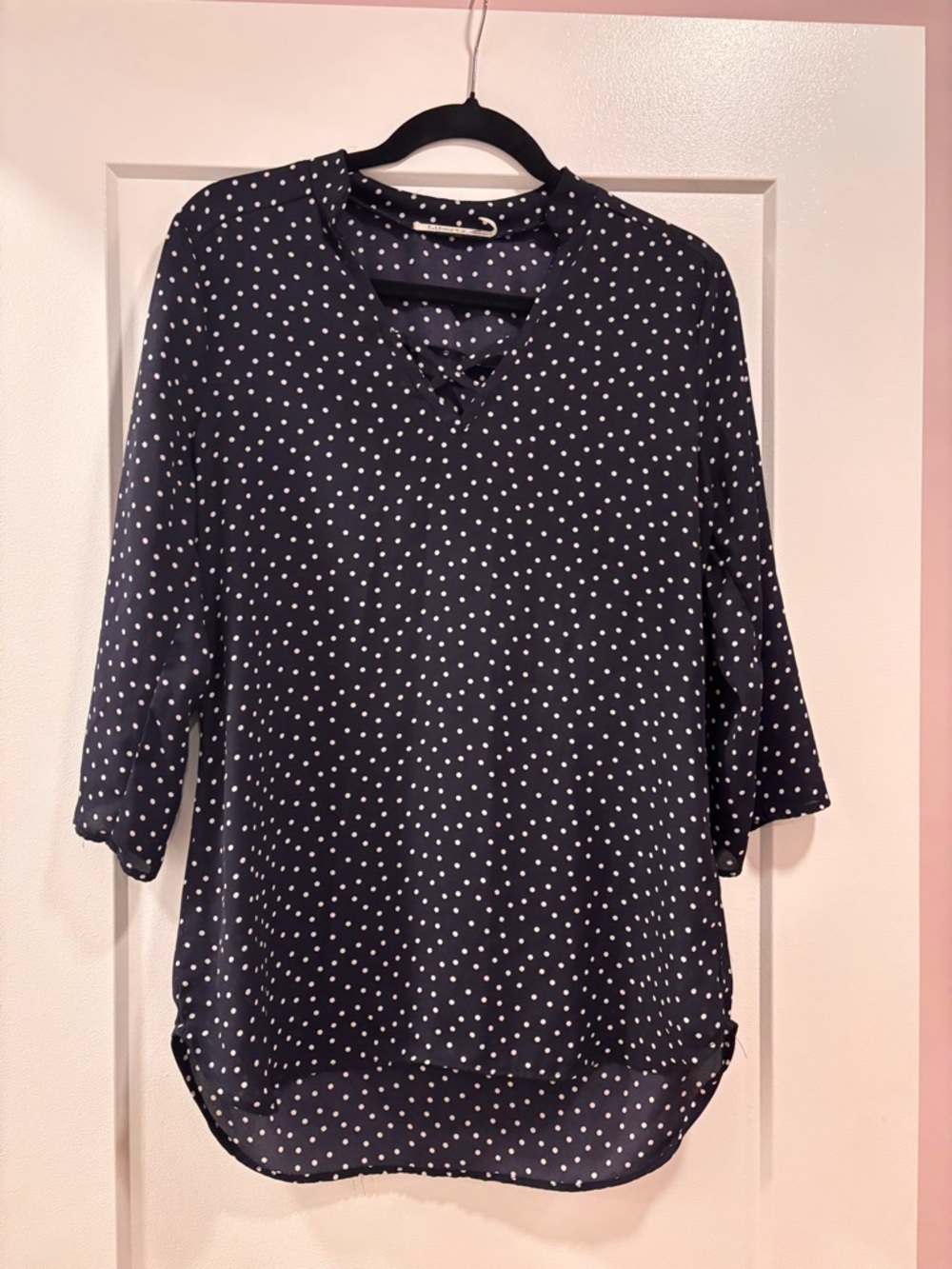 Liberty Love Navy Polka Dot 3/4 Sleeve Blouse